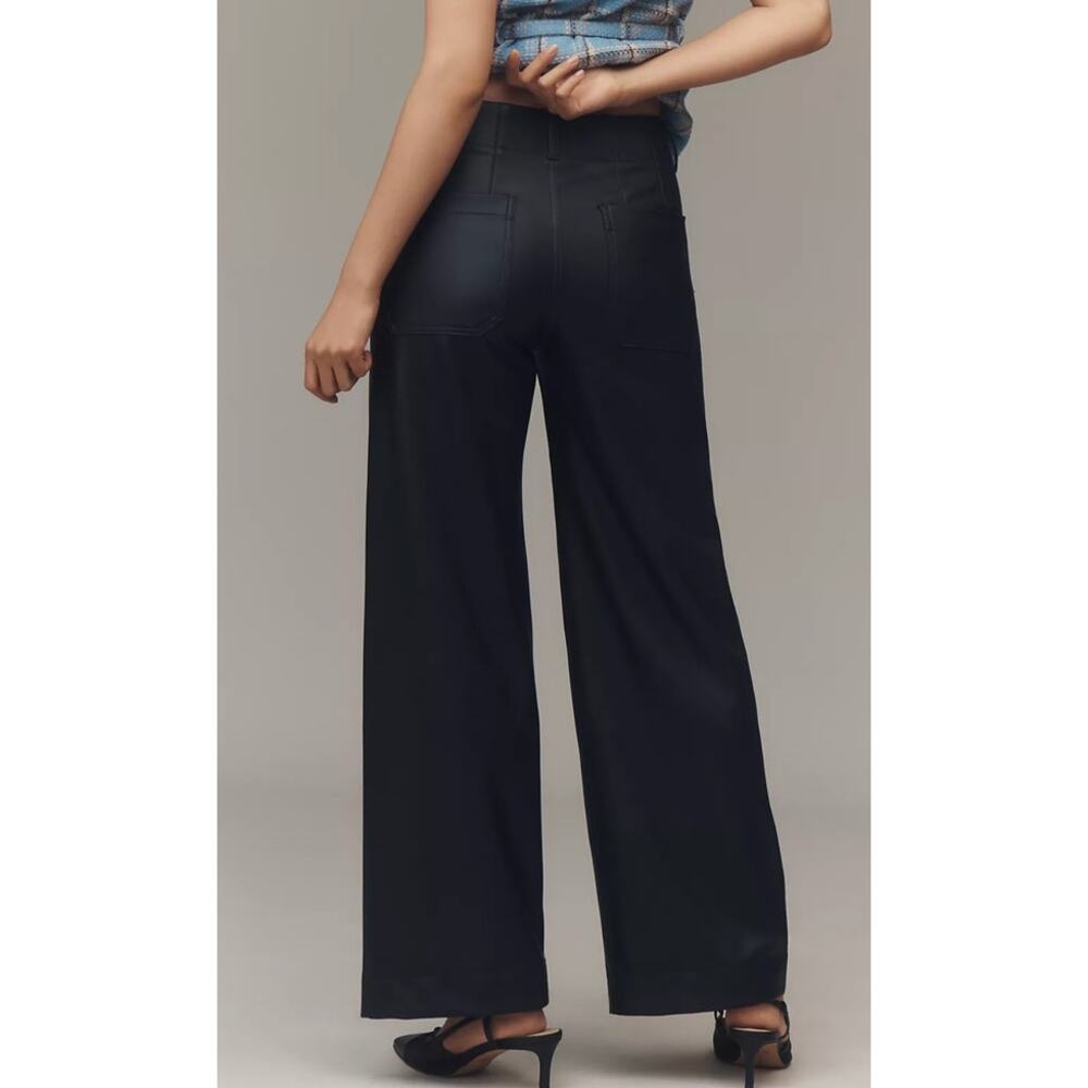 Maeve The Colette Faux Leather Full-Length Wide-Leg Pants Size 30 - Picture 2 of 7
